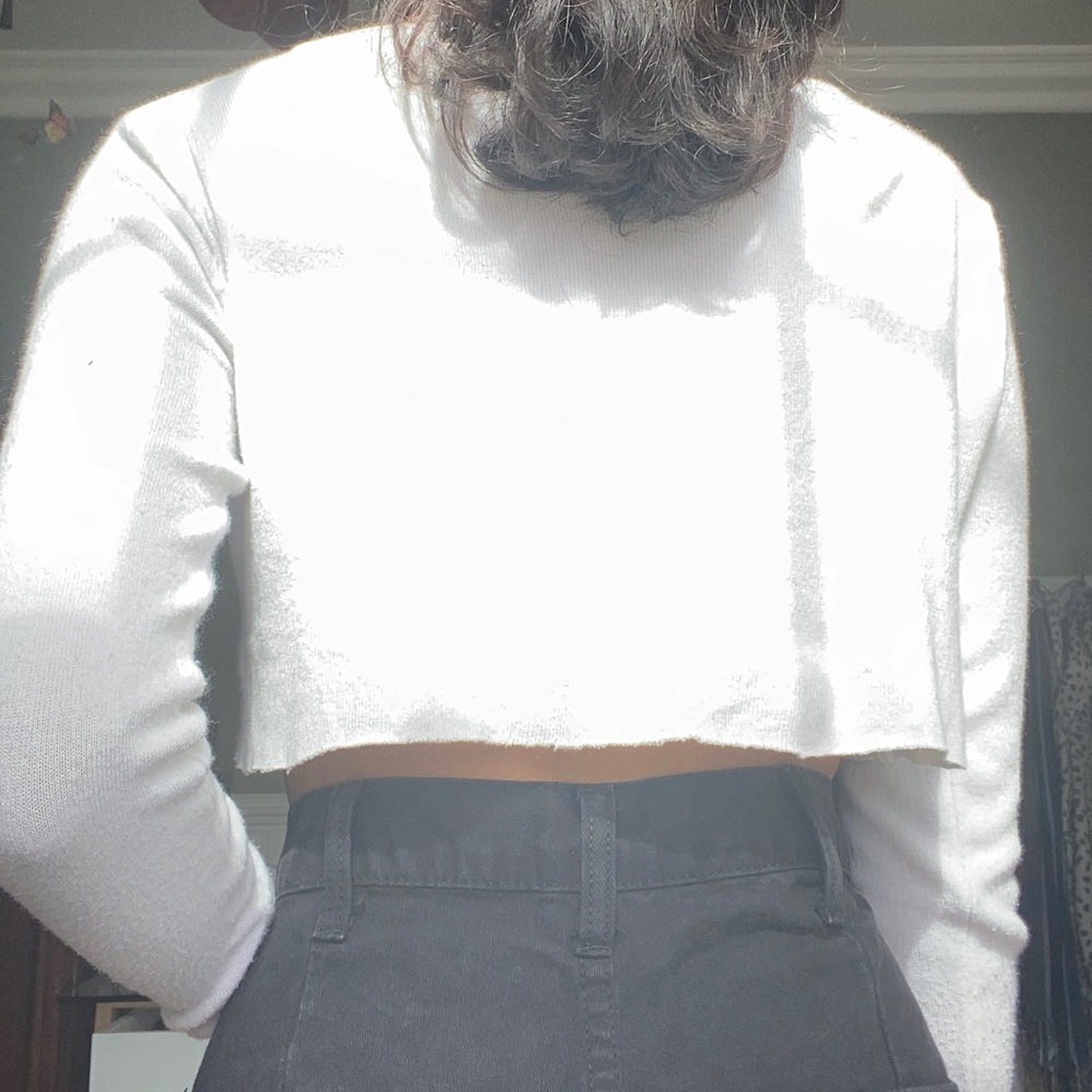 white cropped cardigan
